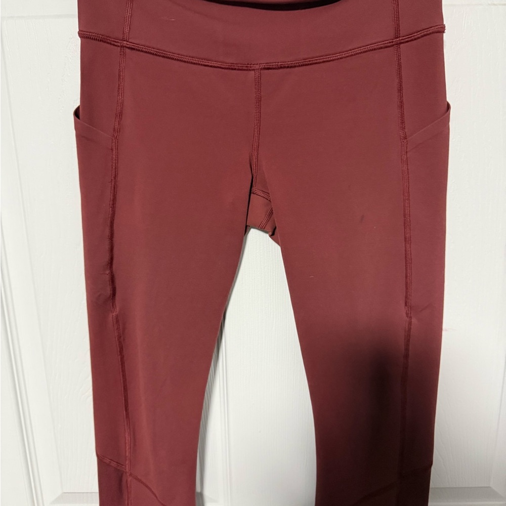 Burgundy lulu lemon pace rival crop 22” High-Waisted Leggings